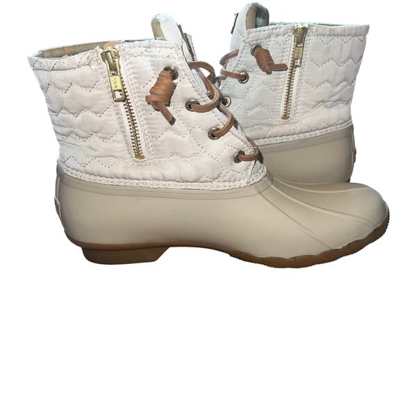 Sperry Chevron Quilt Duck Ivory Women’s Size 9 Waterproof Lace-Up Winter Boots - Picture 4 of 9